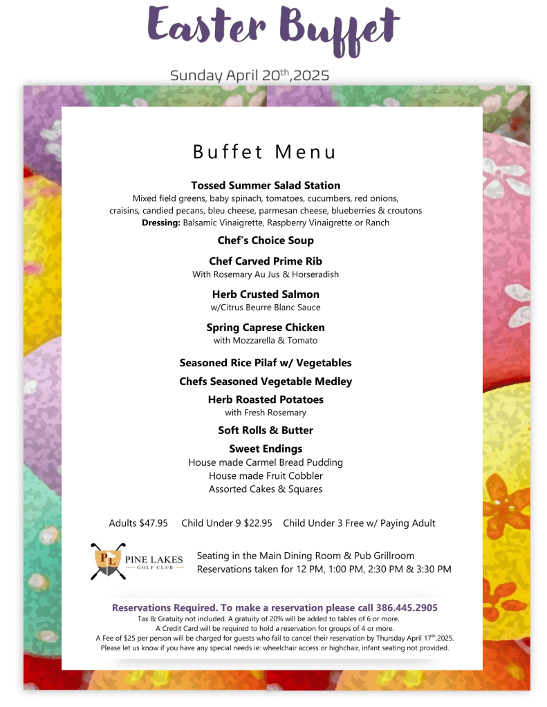 Easter Buffet Menu
