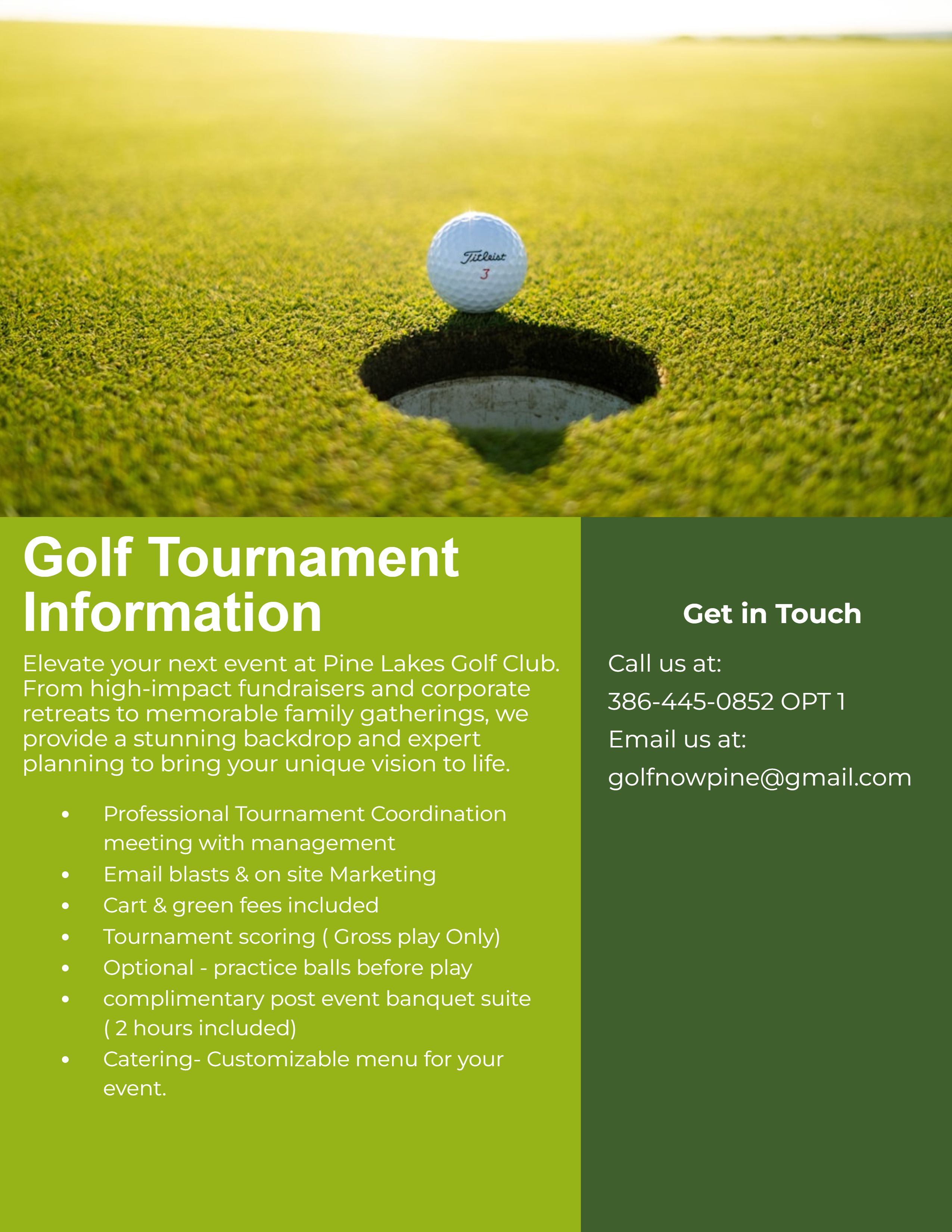 Golf Tournament Information Flyer 