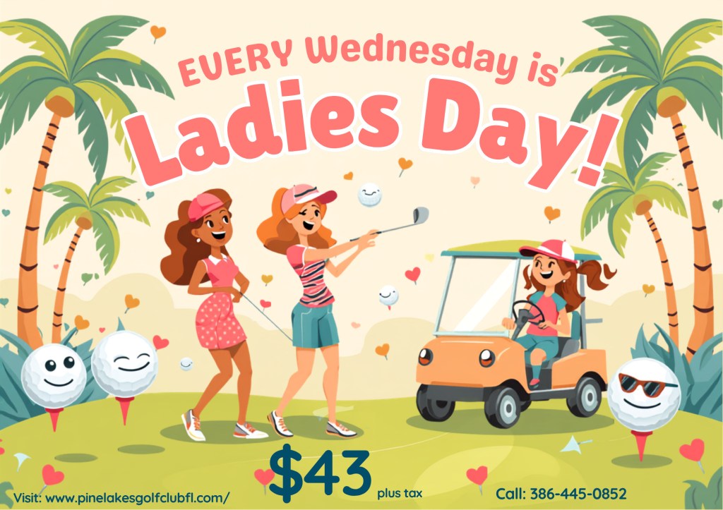 Cartoon Flyer for Ladies Day at Pine Lakes